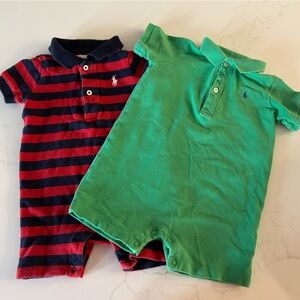 Bundle of one Green and one Red and blue Striped Polo outfits